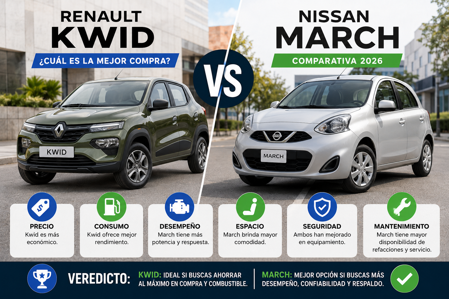 Renault Kwid vs Nissan March 2026: ¿Cuál es la mejor compra?